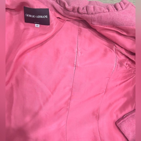 Giorgio Armani Vintage Light Pink Zip Up jacket ruffle pocket detail women’s 50 - Picture 6 of 10